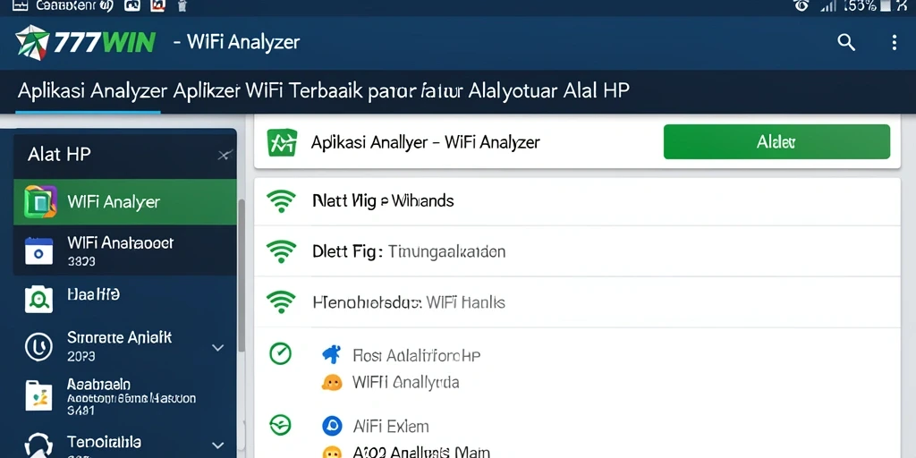 Tampilan antarmuka aplikasi WiFi Analyzer 777WIN yang informatif.