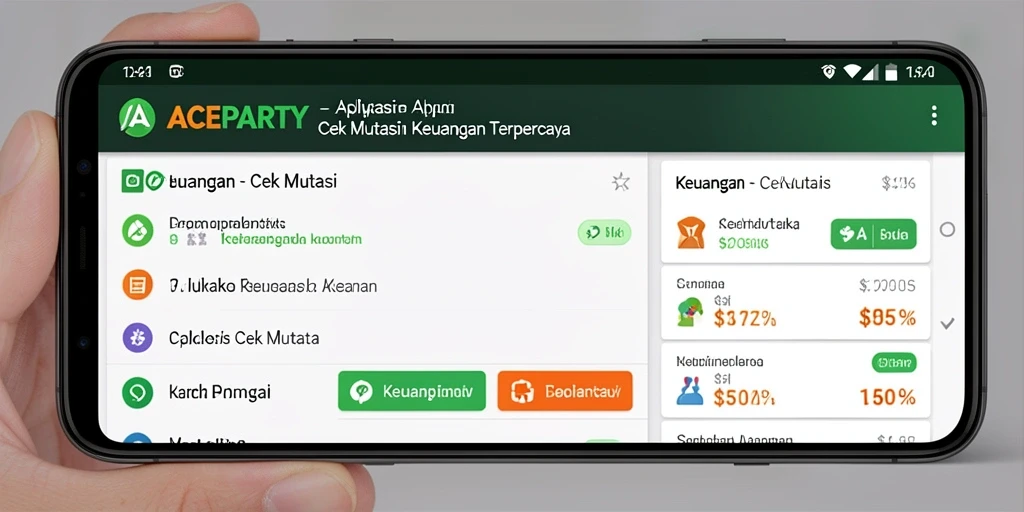 Screenshot tampilan antarmuka pengguna ACEPARTY saat cek mutasi keuangan.