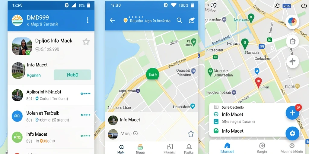 Antarmuka aplikasi DMD999 yang menampilkan informasi lalu lintas dan cuaca.