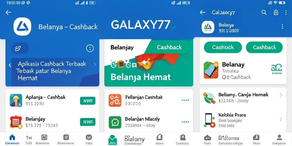 Antarmuka GALAXY77 yang menampilkan fitur cashback menarik.