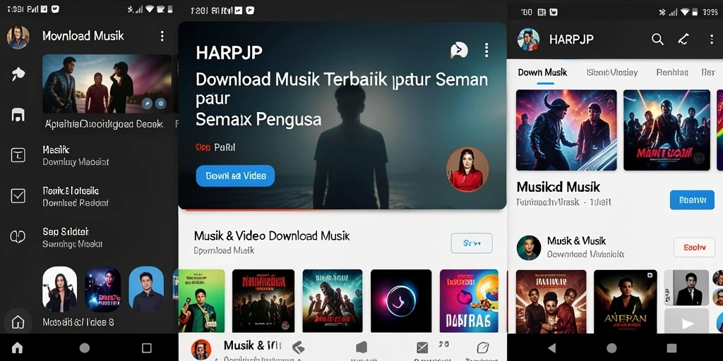 Tampilan antarmuka pengguna utama HARAPJP untuk Download Musik.
