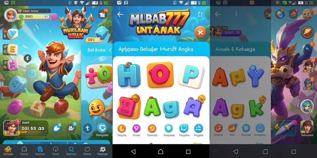 Tampilan antarmuka interaktif aplikasi MLBB777 yang mendidik anak.