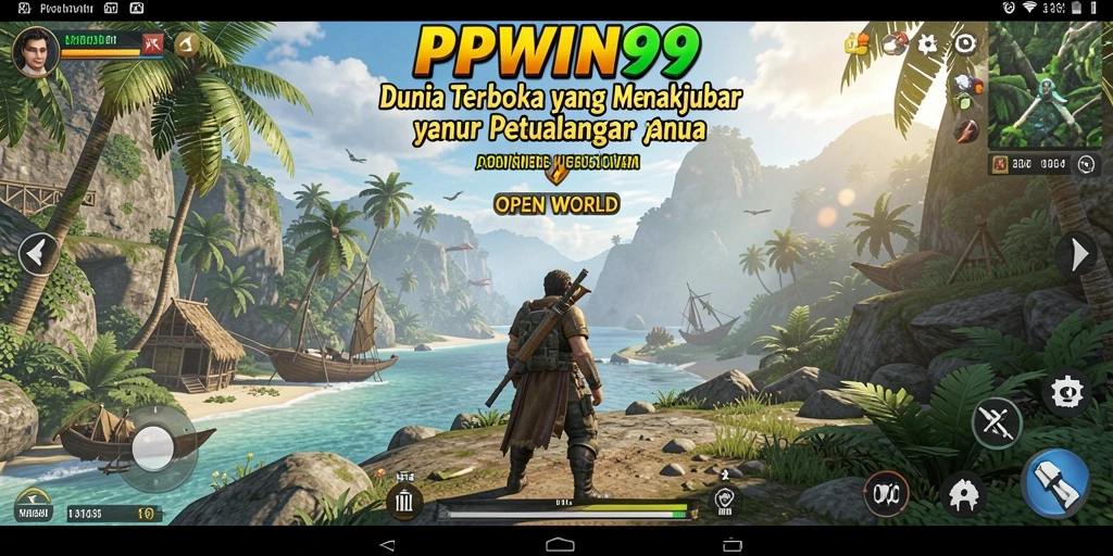 Antarmuka PPWIN99 yang menampilkan petualangan dunia terbuka.