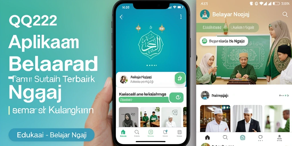 Antarmuka aplikasi QQ222 saat belajar ngaji dengan mudah.