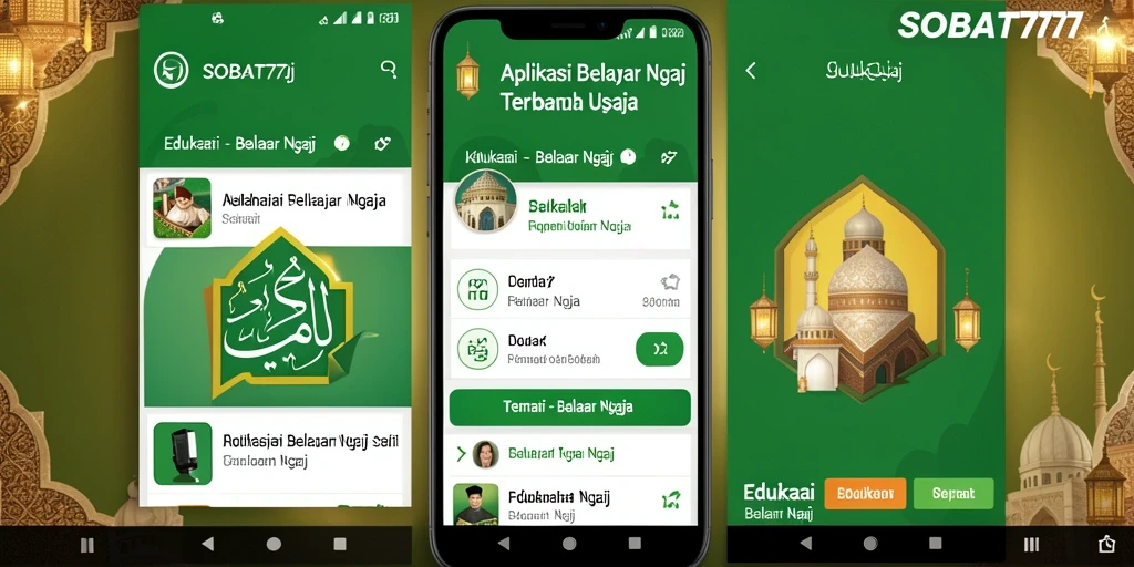 Tampilan antarmuka aplikasi SOBAT777 untuk belajar ngaji.