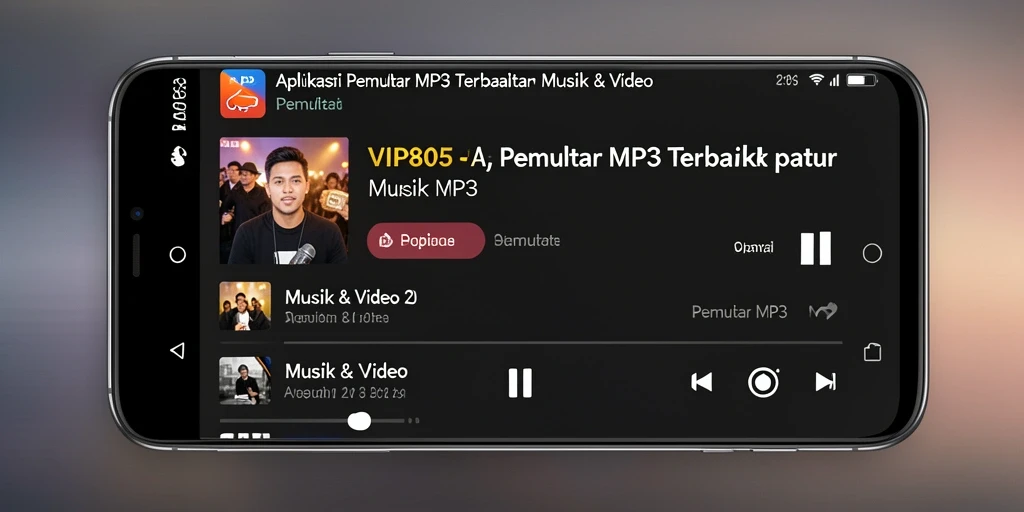 Antarmuka aplikasi Pemutar MP3 VIP805 dengan fitur menarik.